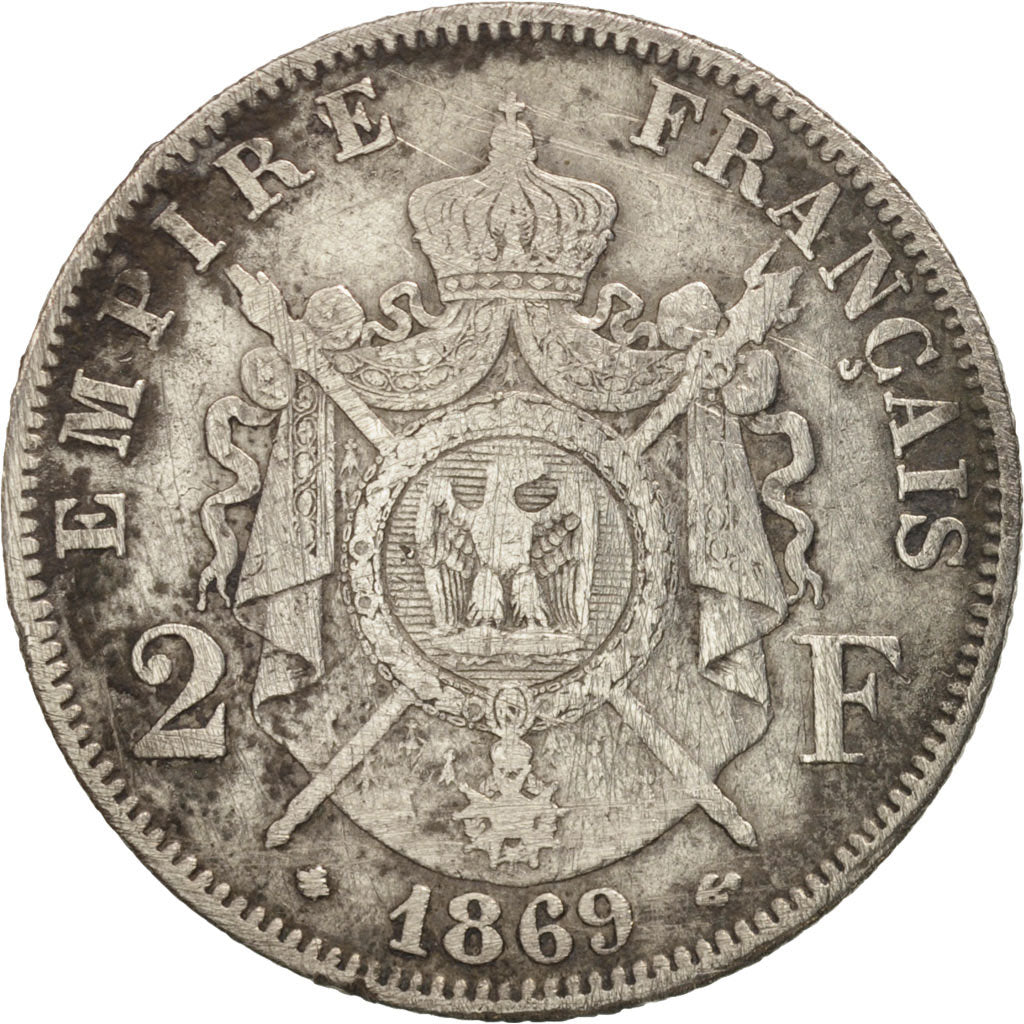Coin, France, Napoleon III, Napoléon III, 2 Francs, 1869, Paris, VF(20-25)