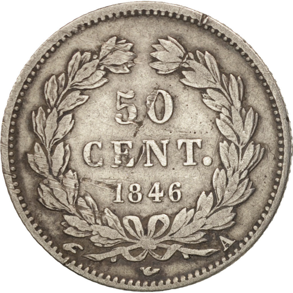 France, Louis-Philippe, 50 Centimes, 1846, Paris, VF(20-25), Silver, KM:768.1