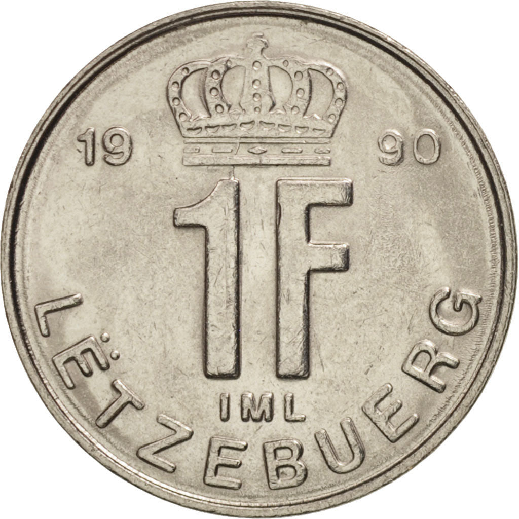 Coin, Luxembourg, Jean, Franc, 1990, MS(60-62), Nickel plated steel, KM:63
