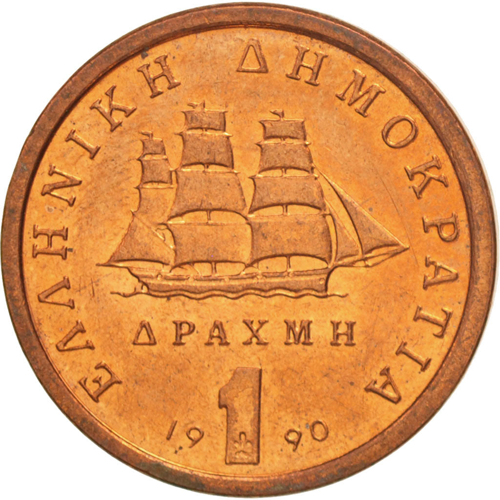 Greece, Drachma, 1990, Athens, MS(64), Copper, KM:150
