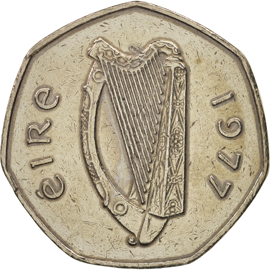 IRELAND REPUBLIC, 50 Pence, 1977, EF(40-45), Copper-nickel, KM:24
