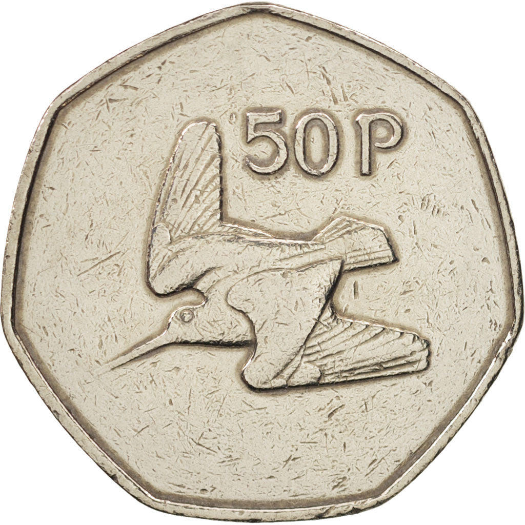IRELAND REPUBLIC, 50 Pence, 1977, EF(40-45), Copper-nickel, KM:24