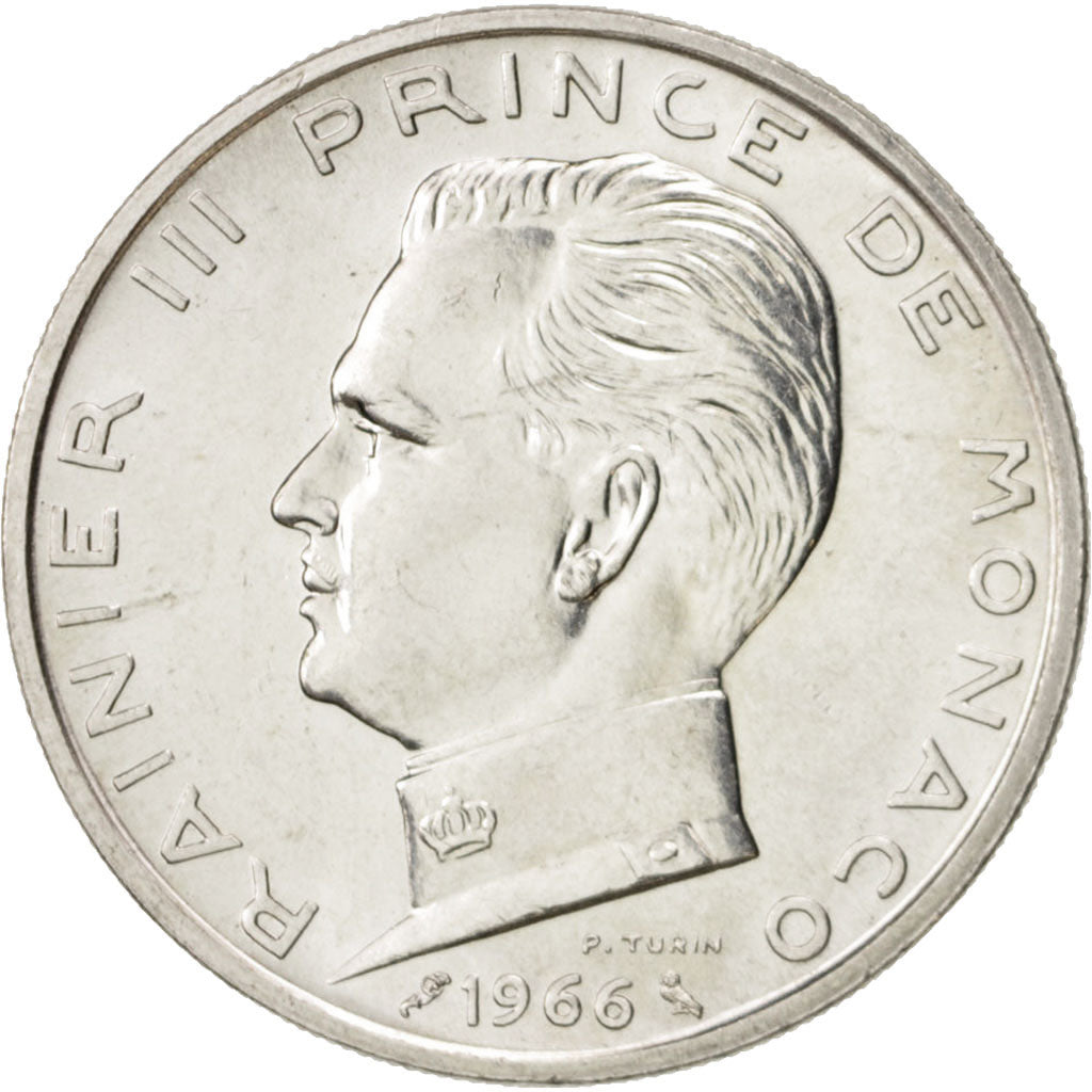 Monaco, Rainier III, 5 Francs, 1960, MS(64), Silver, KM:141