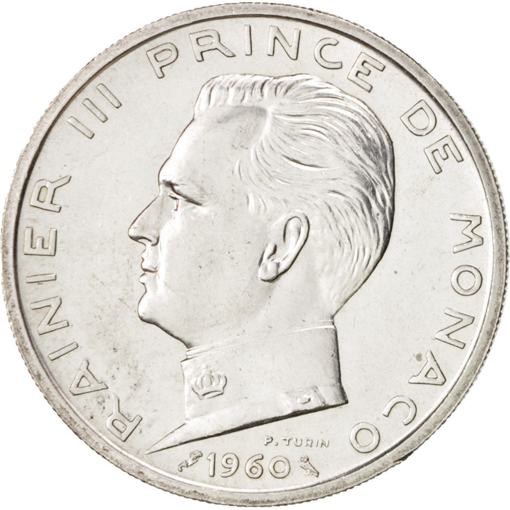 Coin, Monaco, Rainier III, 5 Francs, 1966, MS(64), Silver, KM:141