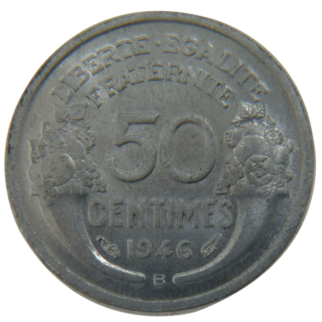 FRANCE, 50 Centimes, 1946, Beaumont le Roger, MS(65-70), Aluminium, Gadoury...