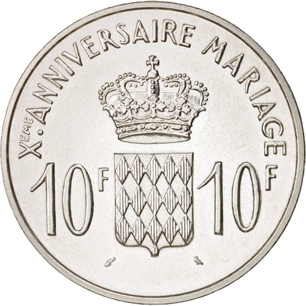 Monaco, 10 Francs, 1966, MS(64), Silver, KM:M1