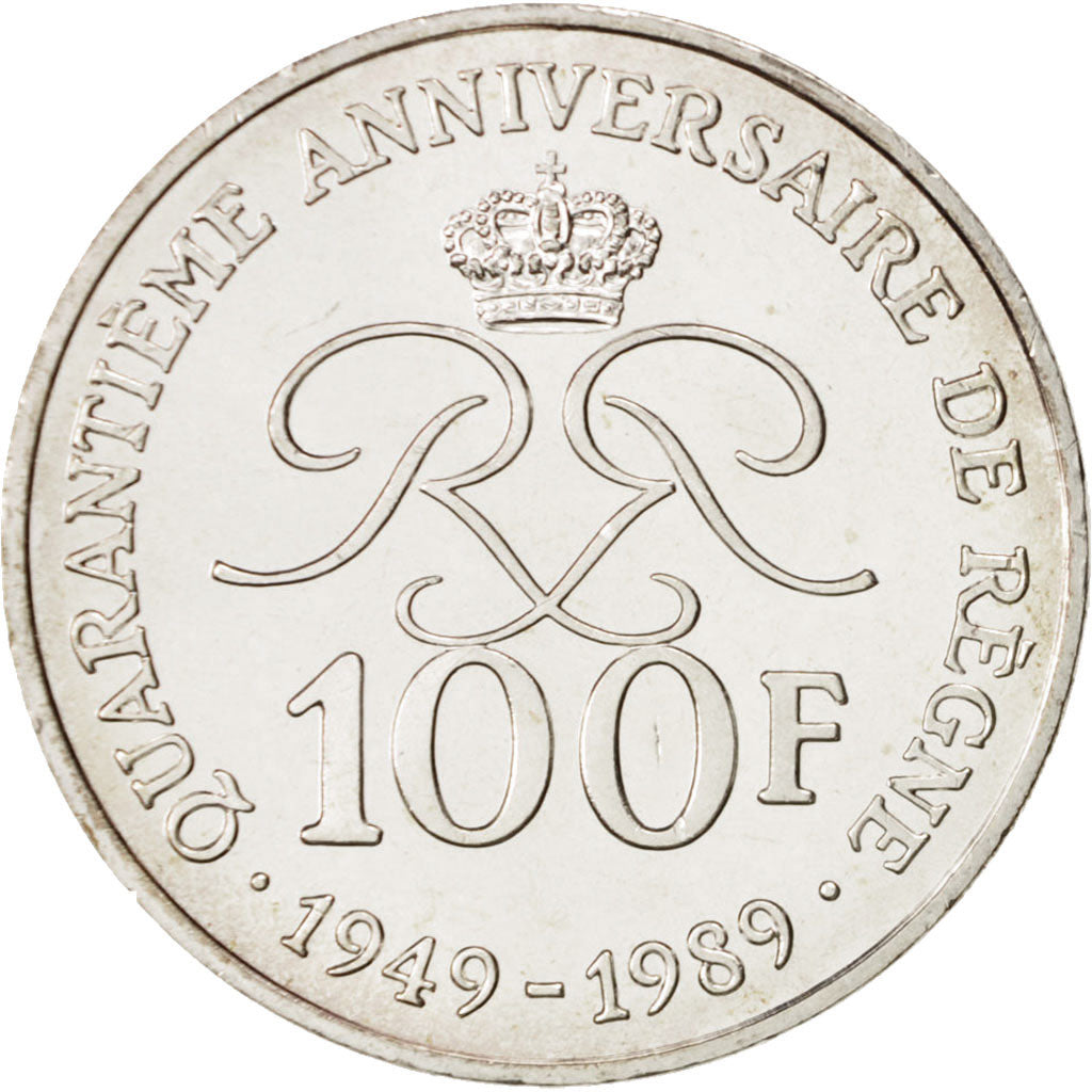 Coin, Monaco, Rainier III, 100 Francs, 1989, MS(64), Silver, KM:164