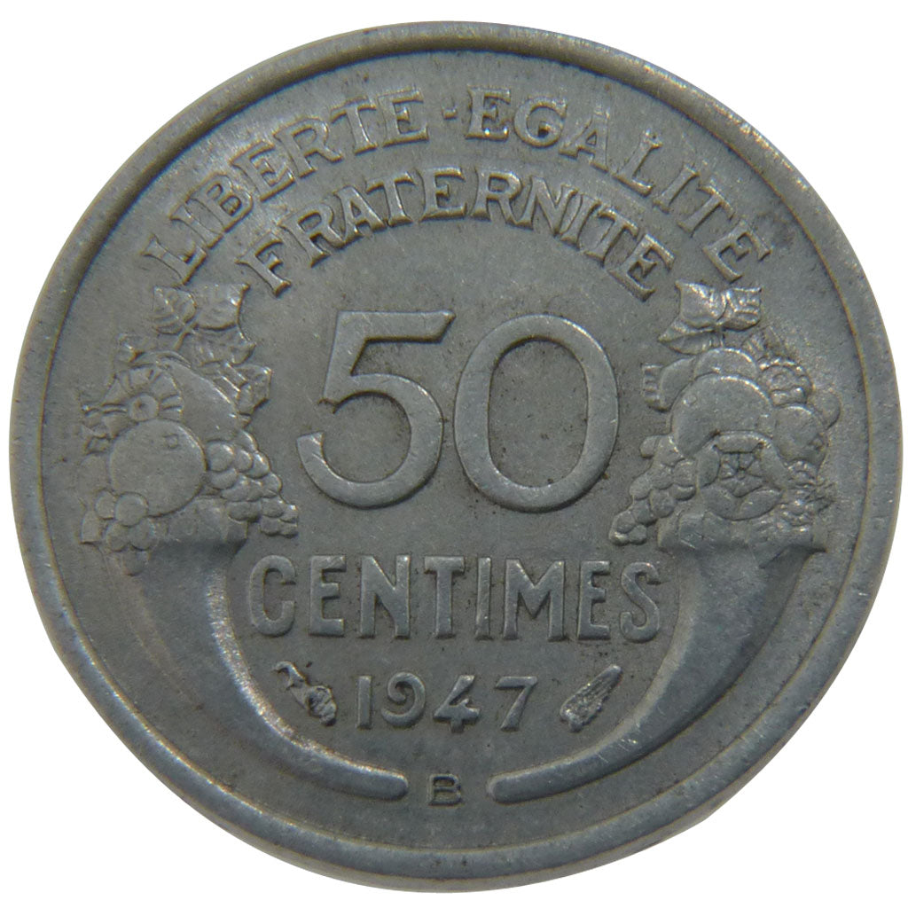 FRANCE, 50 Centimes, 1947, Beaumont le Roger, AU(50-53), Aluminium, Gadoury...