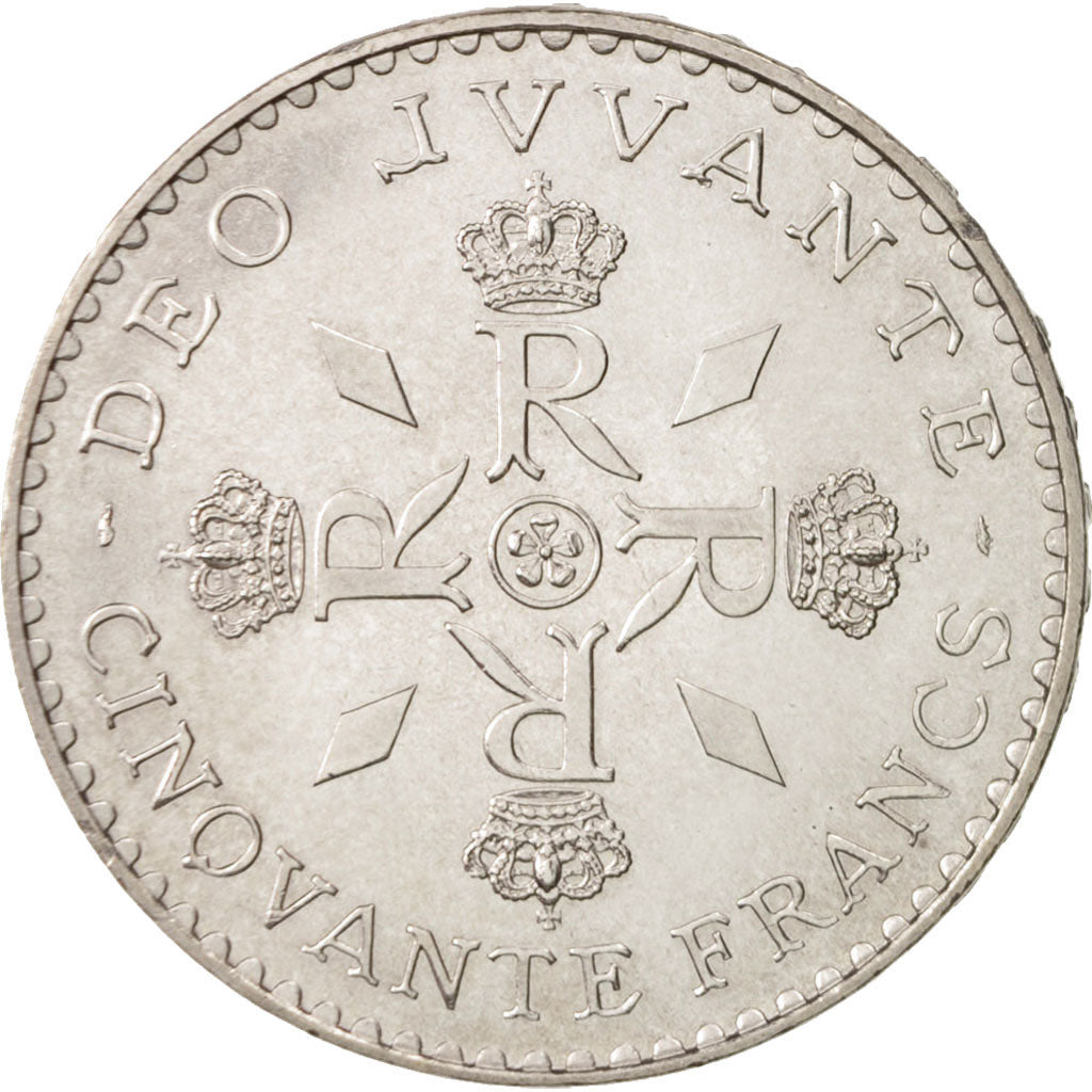 Coin, Monaco, Rainier III, 50 Francs, 1974, MS(63), Silver, KM:152.1