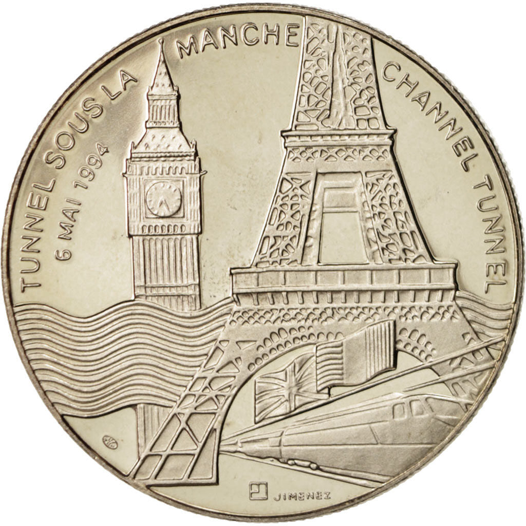 Frankreich, Medal, Tunnel sous la Manche - Elizabeth II, Mitterrand, History