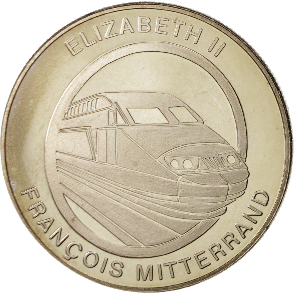 Frankreich, Medal, Tunnel sous la Manche - Elizabeth II, Mitterrand, History