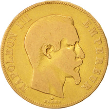 Francia, Napoleon III, Napoléon III, 50 Francs, 1858, Strasbourg, BC, Oro
