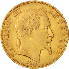 Moneda, Francia, Napoleon III, Napoléon III, 50 Francs, 1864, Paris, MBC, Oro