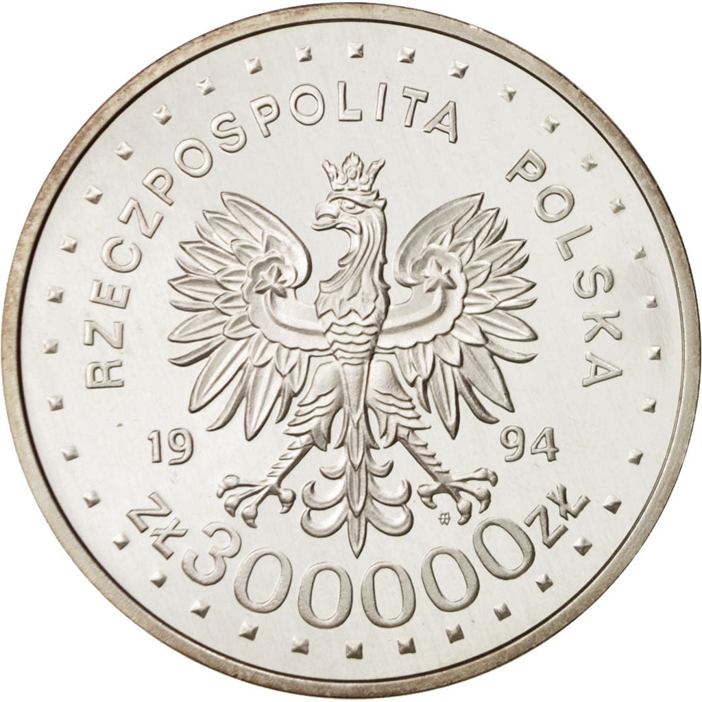 Poland, 300000 Zlotych, 1994, MS(65-70), Silver, KM:269