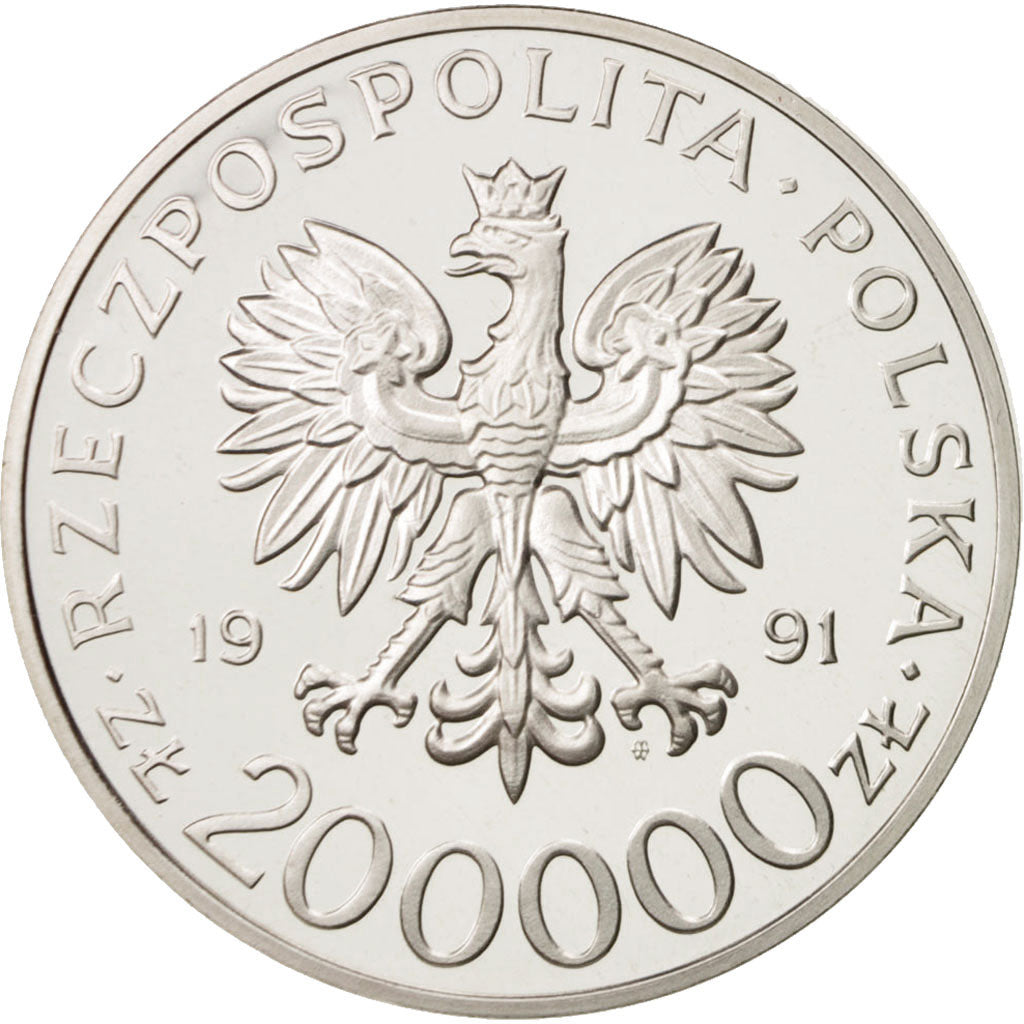 Munten, Polen, 200000 Zlotych, 1991, FDC, Zilver, KM:252