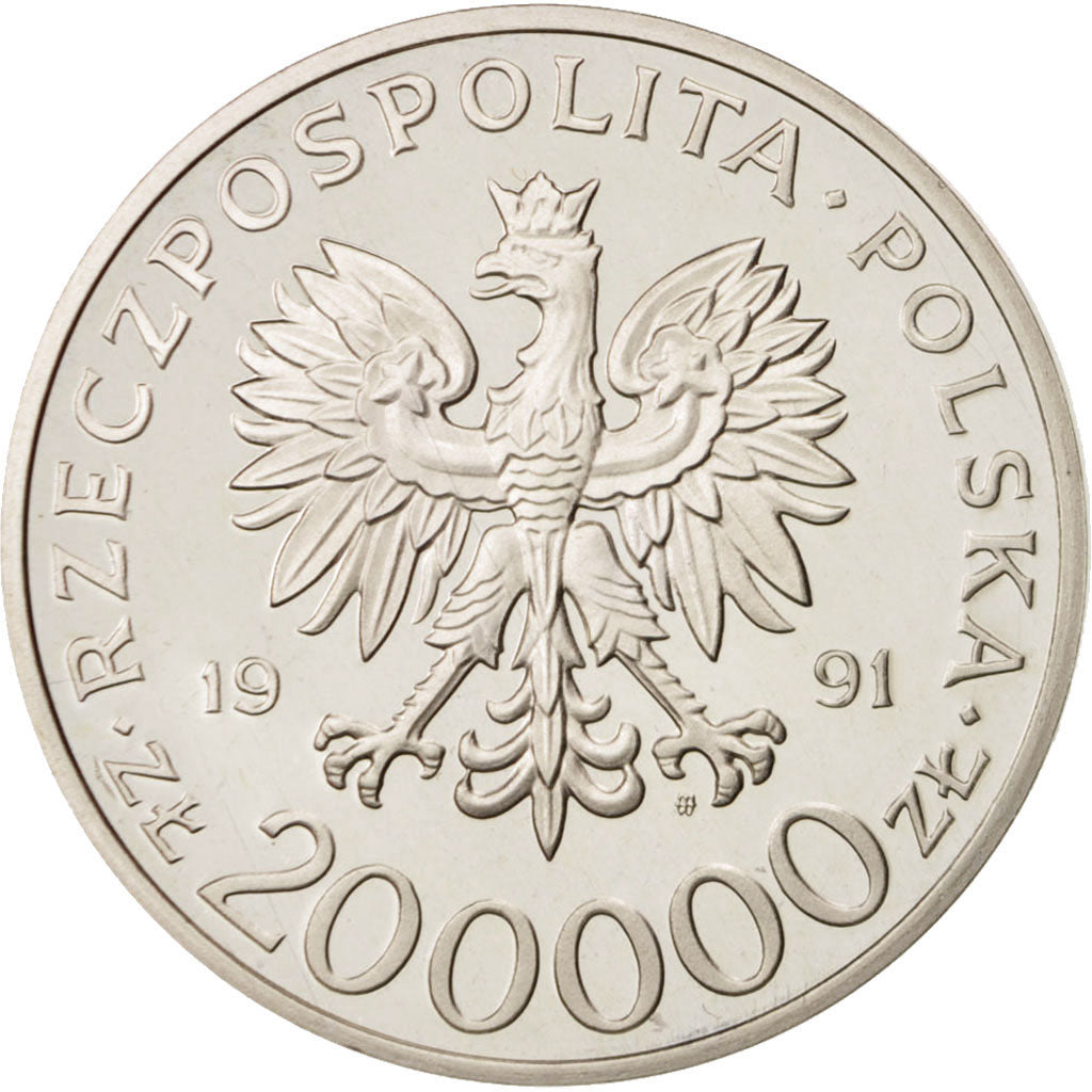 Münze, Polen, 200000 Zlotych, 1991, STGL, Silber, KM:251