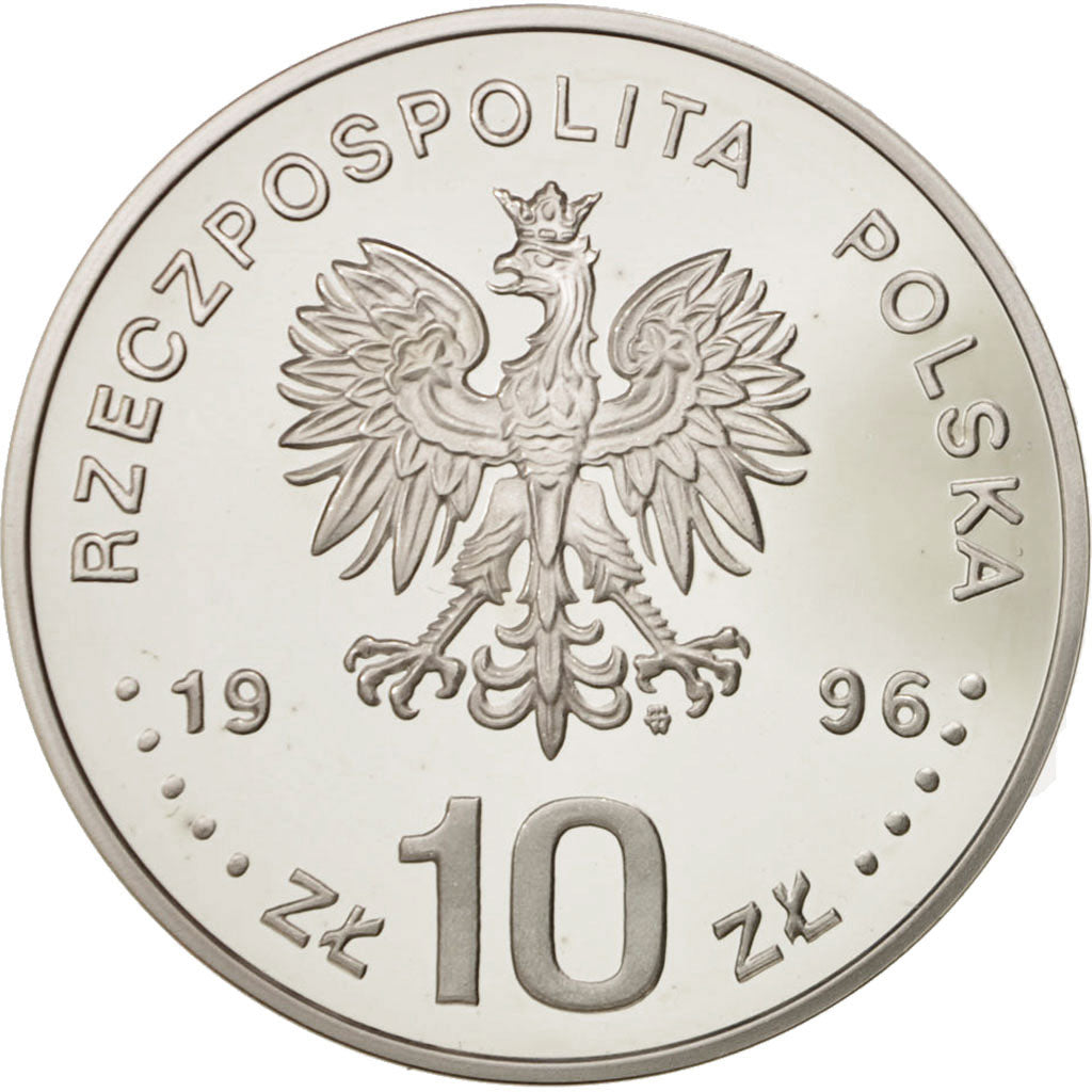 Poland, 10 Zlotych, 1996, MS(65-70), Silver, KM:308
