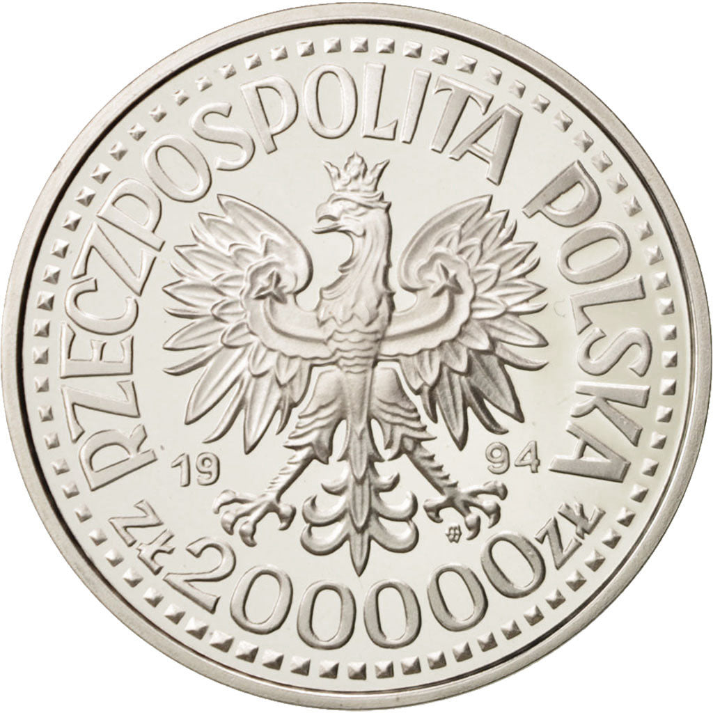 Coin, Poland, 200000 Zlotych, 1994, MS(65-70), Silver, KM:266