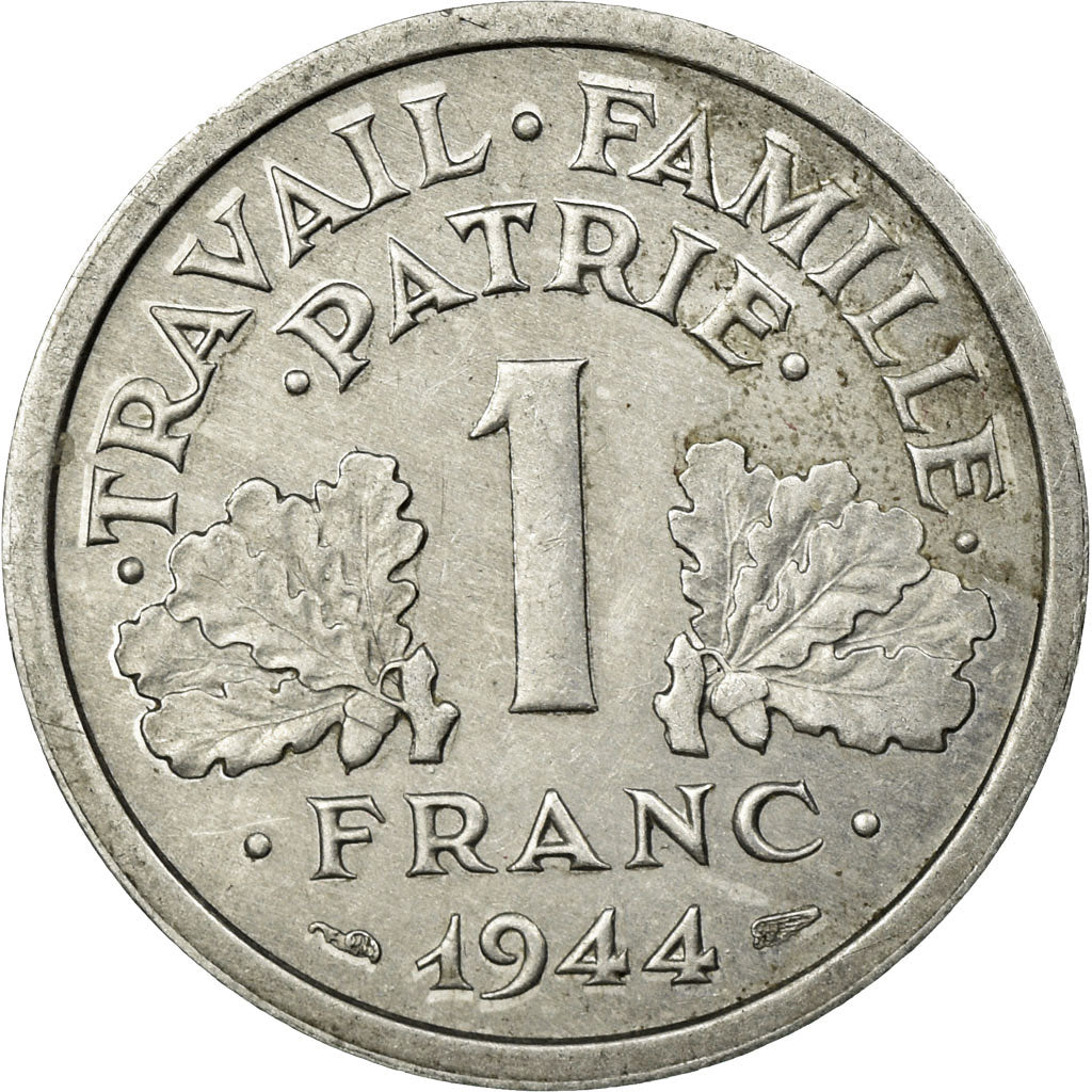 Coin, France, Bazor, Franc, 1944, Rouen, AU(50-53), Aluminum, KM:902.2