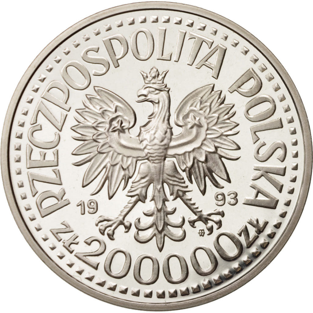 Poland, 200000 Zlotych, 1993, MS(65-70), Silver, KM:259