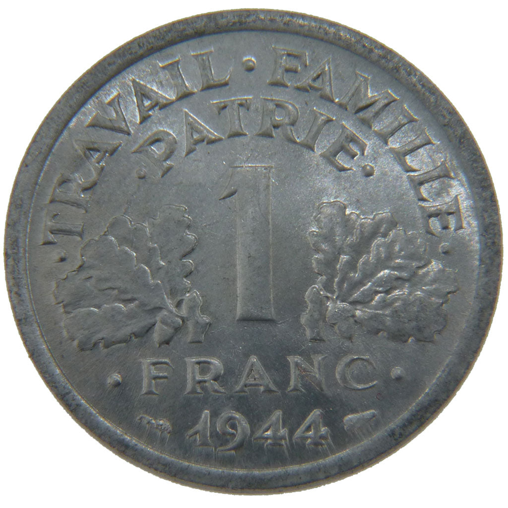 FRANCE, 1 Franc, 1944, Castelsarrasin, MS(60-62), Aluminium, Gadoury #471, 1.30