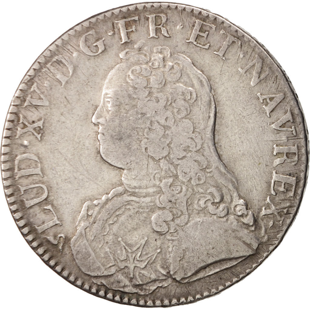 Coin, France, Louis XV, Écu aux branches d'olivier, Ecu, 1728, Rouen