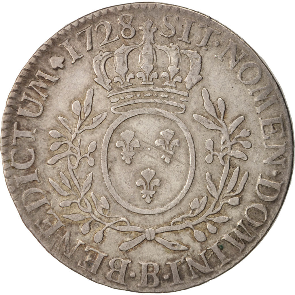 Coin, France, Louis XV, Écu aux branches d'olivier, Ecu, 1728, Rouen