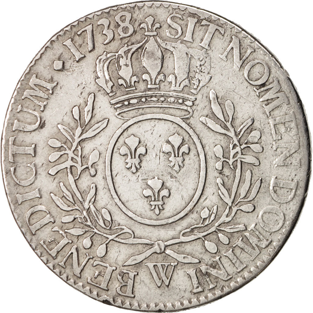 Coin, France, Louis XV, Écu aux branches d'olivier, Ecu, 1738, Lille