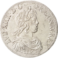 Francia, Louis XIV, Écu à la mèche courte, 1644, Paris, BB+, Argento, KM:144.2