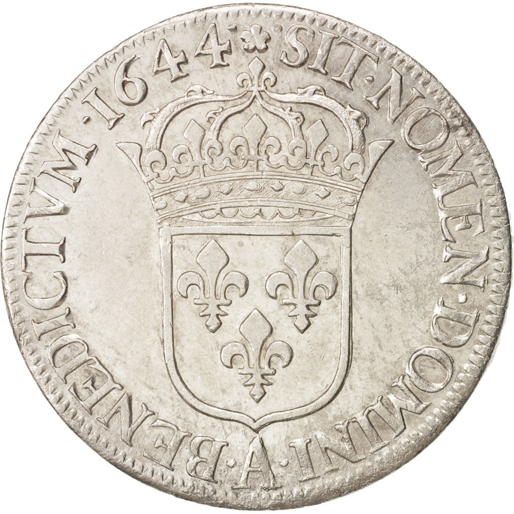 France, Louis XIV, Écu à la mèche courte, 1644, Paris, AU(50-53), KM:144.2