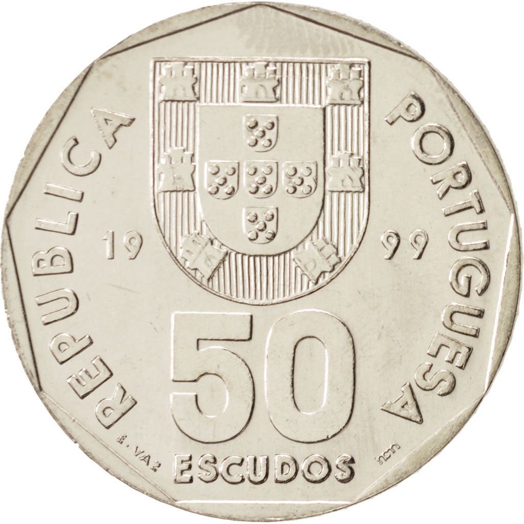 Coin, Portugal, 50 Escudos, 1999, MS(64), Copper-nickel, KM:636