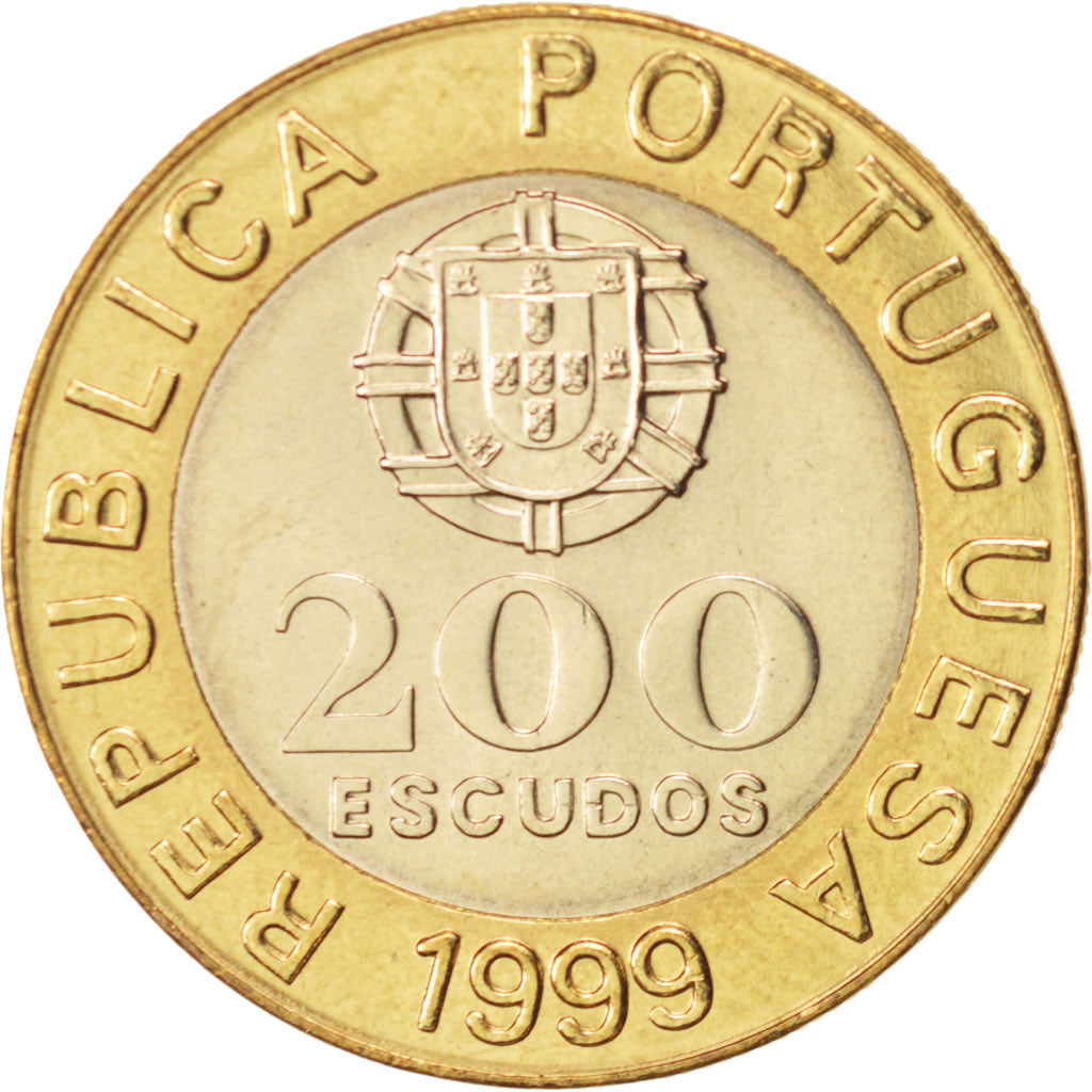 Coin, Portugal, 200 Escudos, 1999, MS(65-70), Bi-Metallic, KM:655