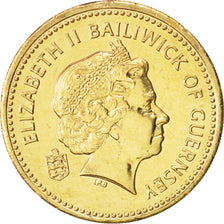 Guernsey, Elizabeth II, Pound, 2003, British Royal Mint, MS(63), Nickel-brass