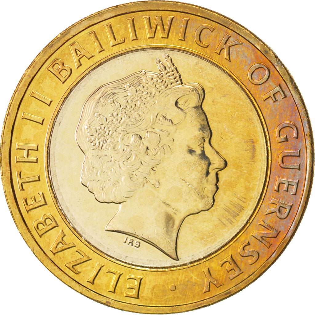 Guernsey, Elizabeth II, 2 Pounds, 2006, British Royal Mint, MS(63), Bi-Metallic