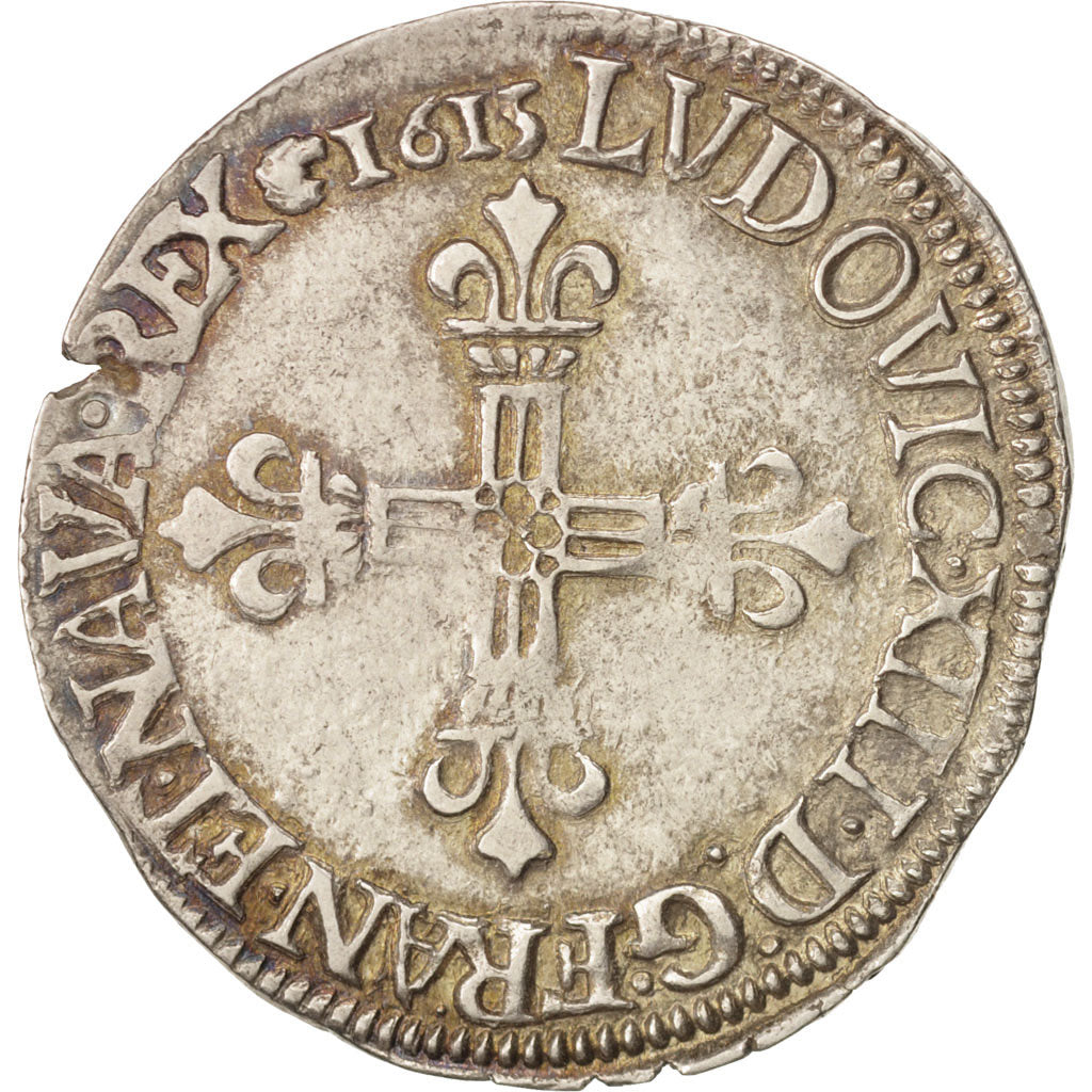 France, Louis XIII, 1/4 Écu à la croix, 1615, Saint Lo, EF(40-45), KM:47.3