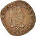 Coin, France, Henri III, Double Tournois, 1589, Grenoble, VF(30-35), Copper