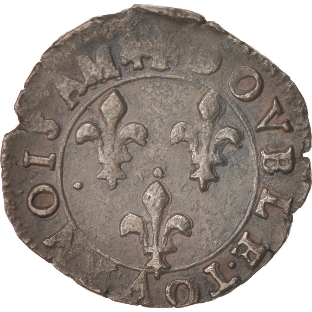 Coin, France, Henri III, Double Tournois, 1588, Lyon, AU(55-58), Copper, CGKL:66