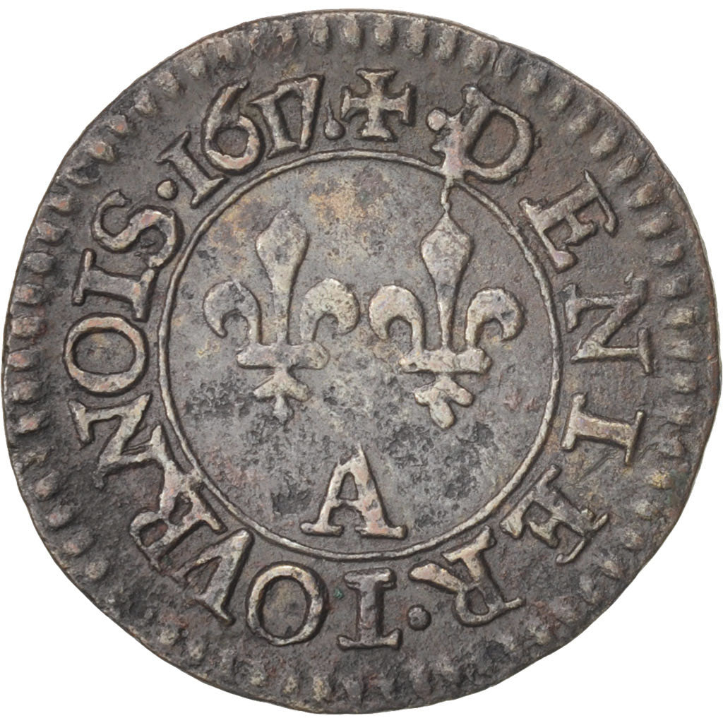 Coin, France, Louis XIII, Denier tournois, buste enfantin « petite