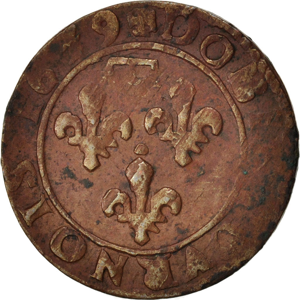 Coin, France, Gaston d'Orléans, Double Tournois, 1639, Trévoux, AU(50-53)