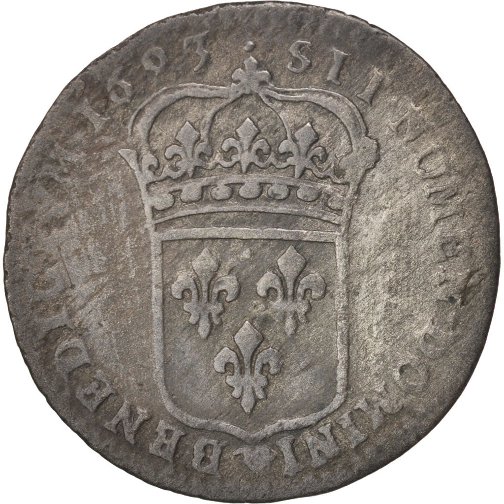 Coin, France, Louis XIV, Sol de 15 deniers ou quinzain, 15 Deniers, 1693, Lyon