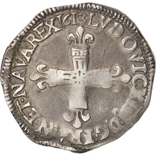 France, Louis XIII, 1/8 Écu à la croix, 1613, Rennes, VF(30-35), KM:44.17