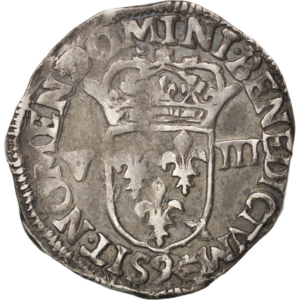 France, Louis XIII, 1/8 Écu à la croix, 1613, Rennes, VF(30-35), KM:44.17