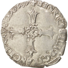 Monnaie, France, Henri IV, 1/8 Ecu, 1607, Nantes, TTB, Argent, Sombart:4688