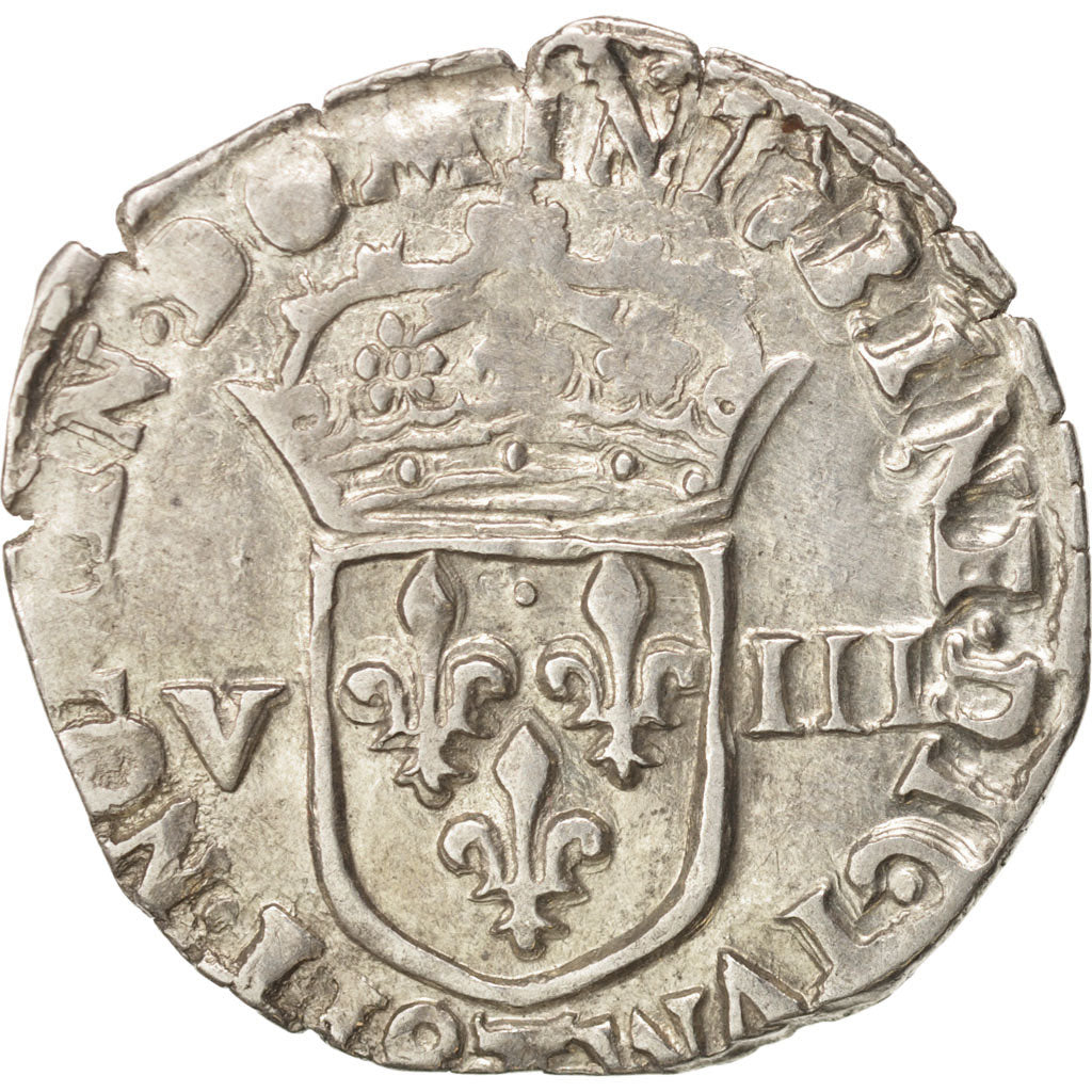 Moneta, Francia, Henri IV, 1/8 Ecu, 1607, Nantes, BB, Argento, Sombart:4688