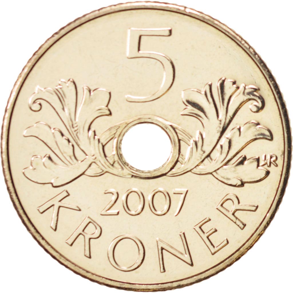Norway, Harald V, 5 Kroner, 2007, MS(65-70), Copper-nickel, KM:463