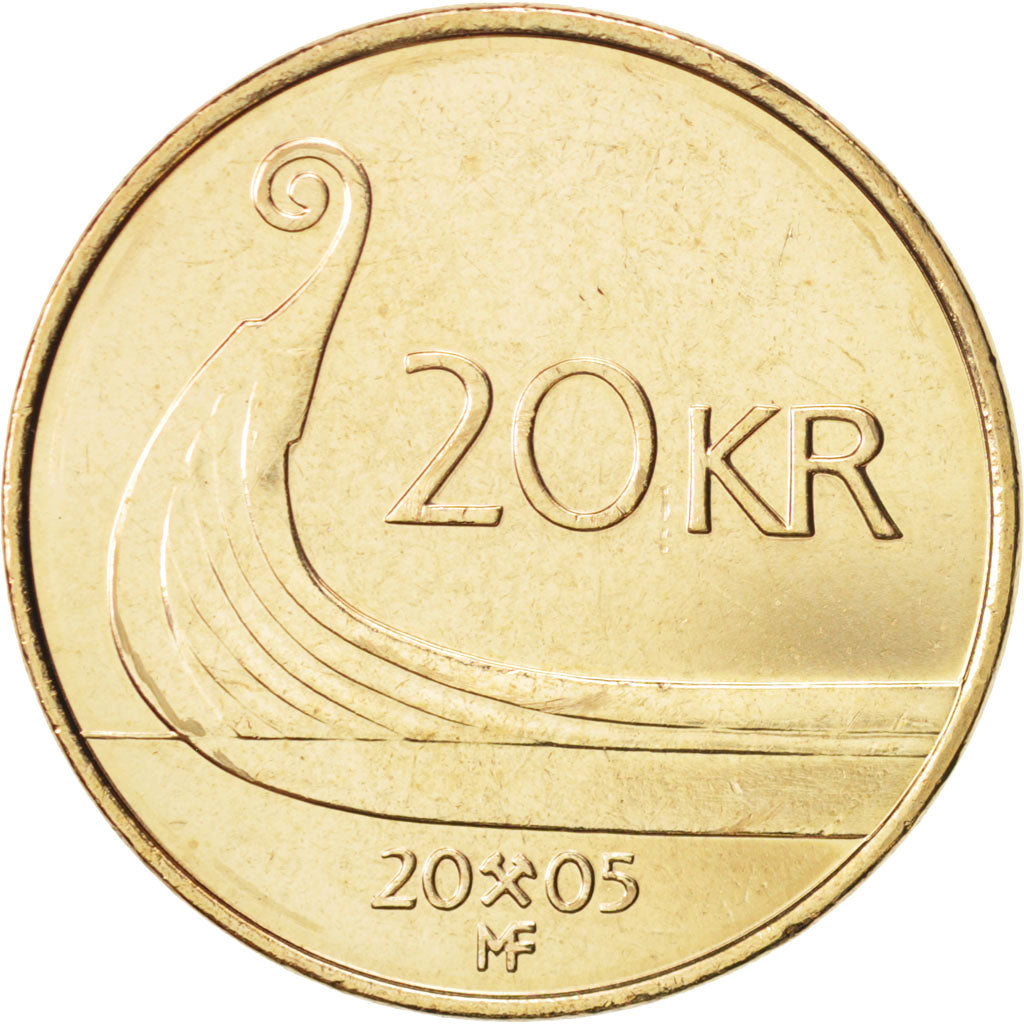 Norway, Harald V, 20 Kroner, 2005, MS(64), Nickel-brass, KM:453