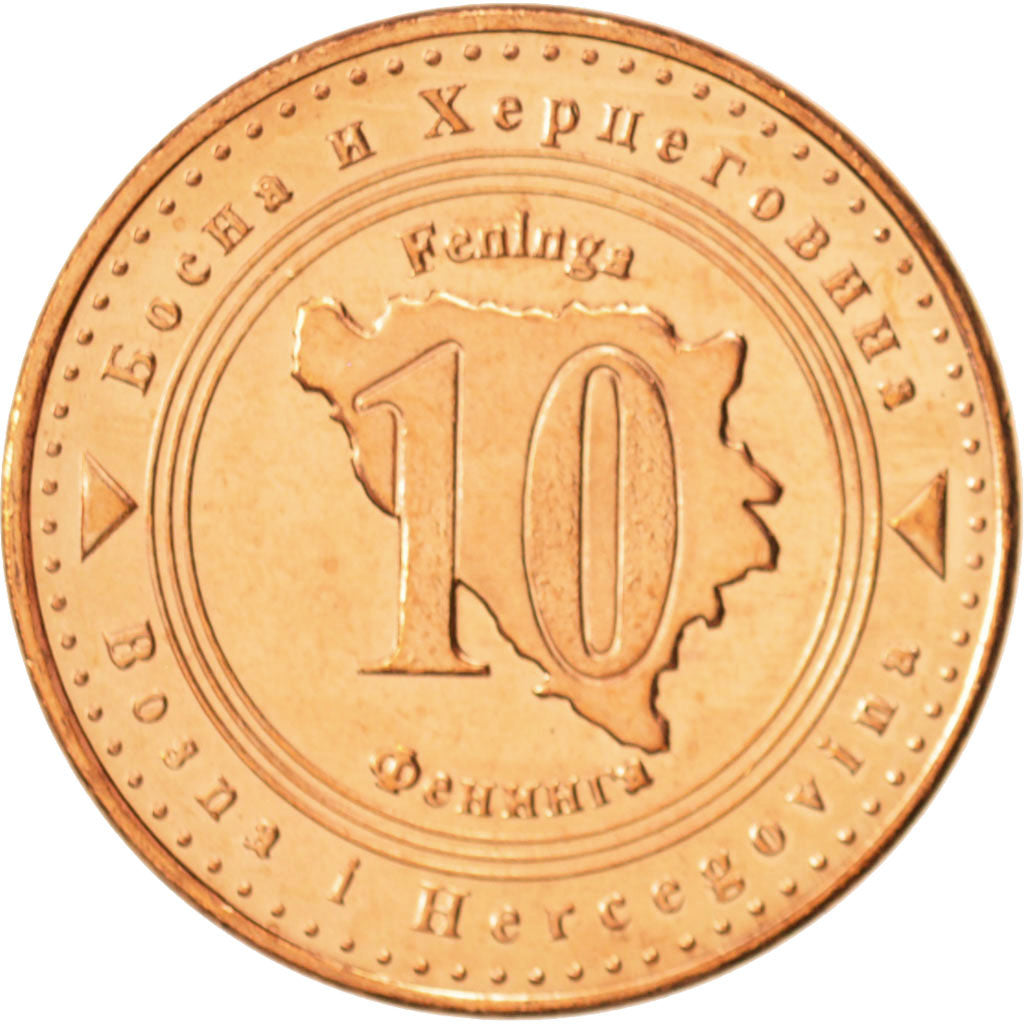 Moneta, BOSNIA-ERZEGOVINA, 10 Feninga, 2004, SPL+, Acciaio placcato rame, KM:115