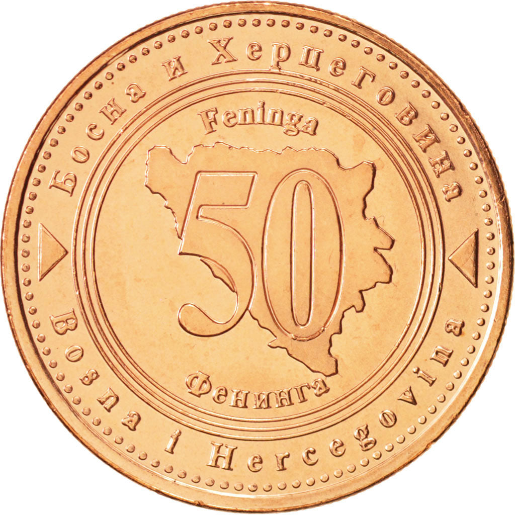 BOSNIA-HERZEGOVINA, 50 Feninga, 2007, SC+, Cobre chapado en acero, KM:117