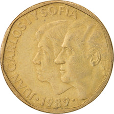 Moneta, Hiszpania, Juan Carlos I, 500 Pesetas, 1989, AU(50-53), Aluminium-Brąz