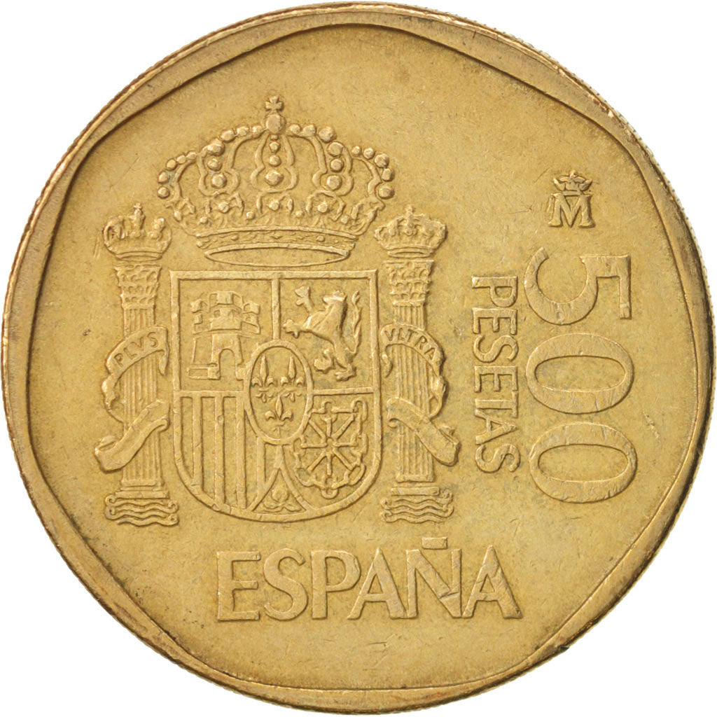 Moneta, Hiszpania, Juan Carlos I, 500 Pesetas, 1989, AU(50-53), Aluminium-Brąz